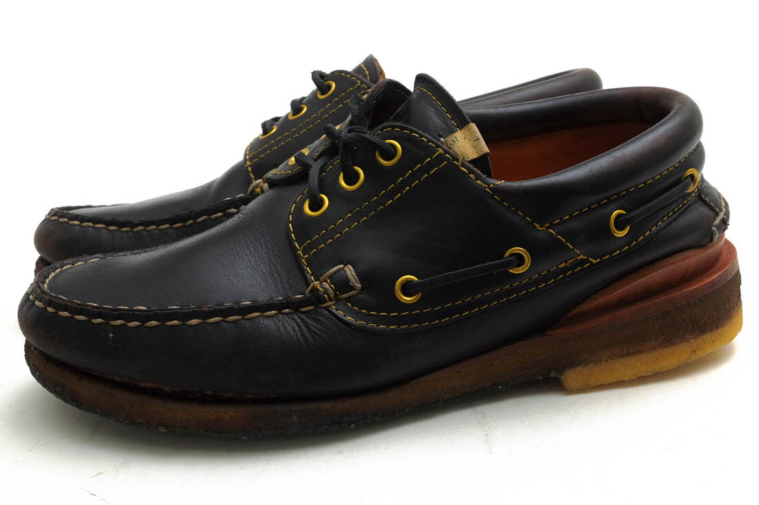 VISVIM 甲板シューズ ビズビム AMERICANA DECK CREPE-FOLK 亜米利加ホーウィン社クロムエクセル 牛皮  クレープソール モカシン 【中古】