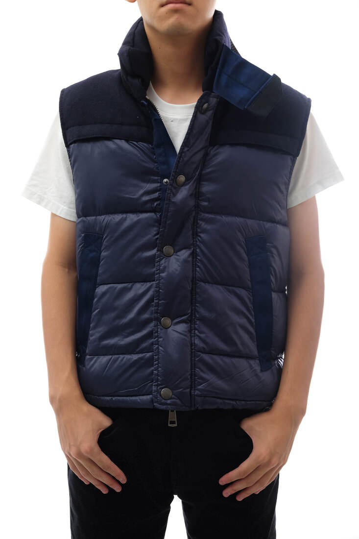 バーバリーロンドン ダウンベスト サイズ38 M相当 ネイビー 裏地ノバチェック バーバリー ブルーレーベル ロングダウン 38 BURBERRY BLUE LABEL 美品