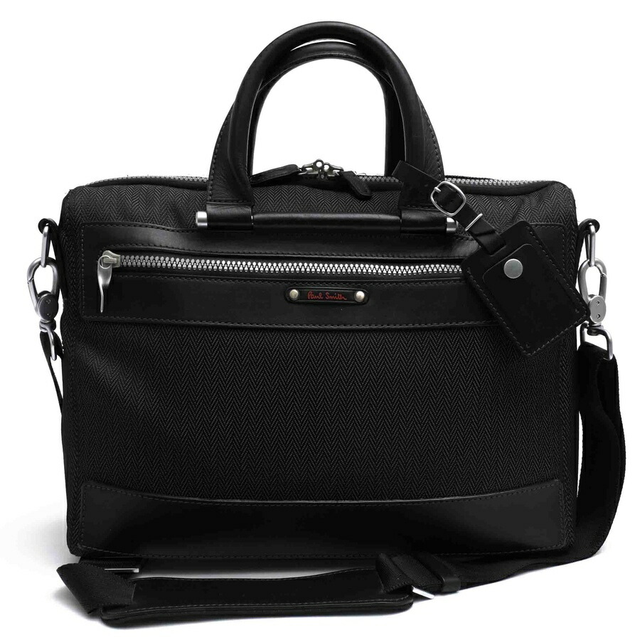 Paul Smith ビジネスバッグ ポールスミス SOFT COLLECTION BRIEFCASE ソフトコレクション エース鞄 ACE社製 PU加工ポリエステル 本牛革 ヘリンボーン 2WAY ショルダーバッグ 【中古】|ブランディング