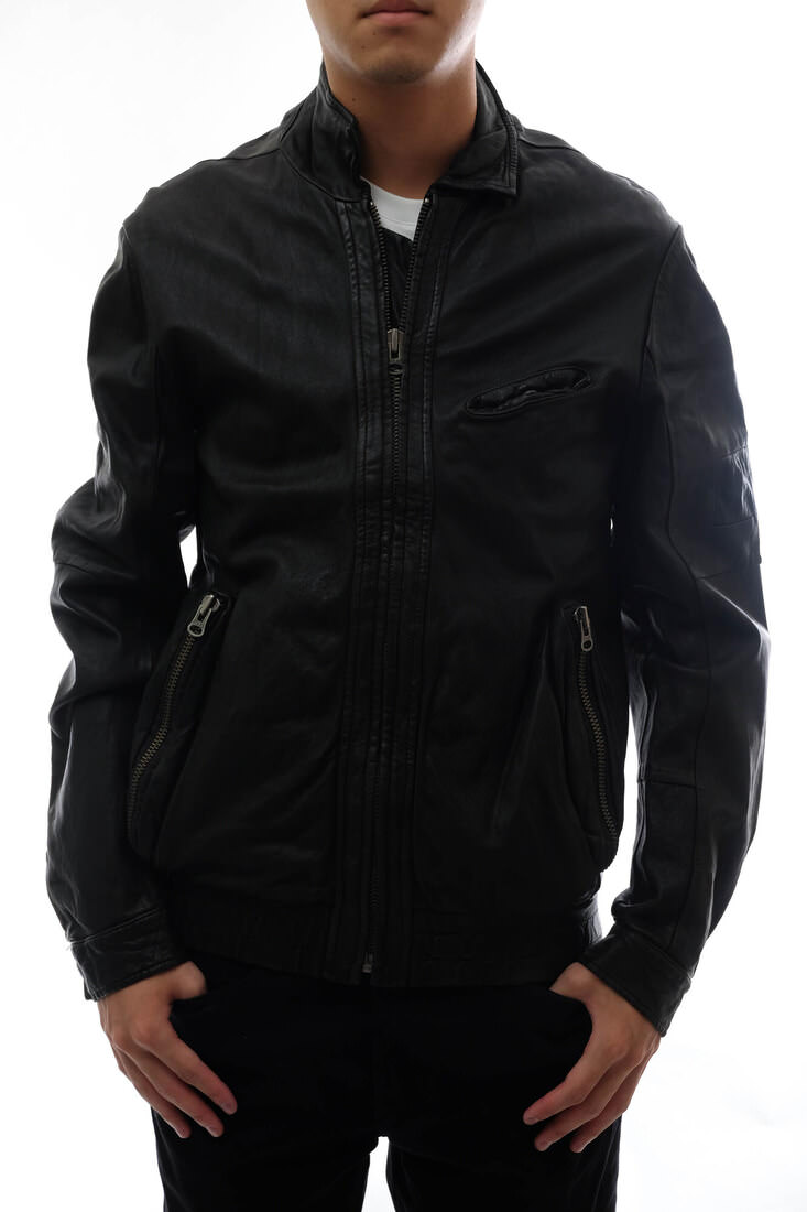 DIESEL　BLACKGOLD　Sサイズ　長袖レザージャケット　メンズ DIESEL BLACK GOLD ディーゼル ブラック ゴールド スタッズ レザー