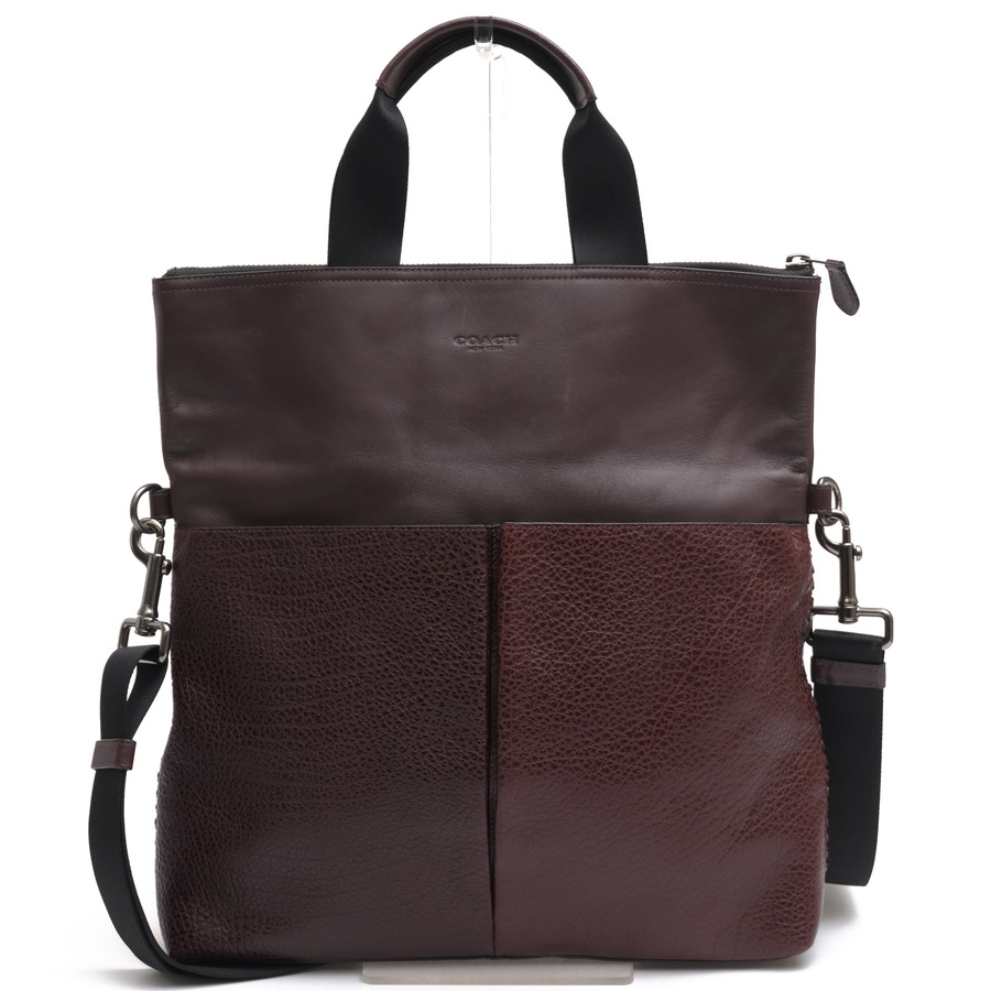 COACH トートバッグ コーチ F11241 Charles Foldover Tote With Baseball Stitch チャールズ フォールドオーバー ベースボール ステッチ 牛革 2WAY ショルダーバッグ シボ革 シュリンクレザー 【中古】|ブランディング