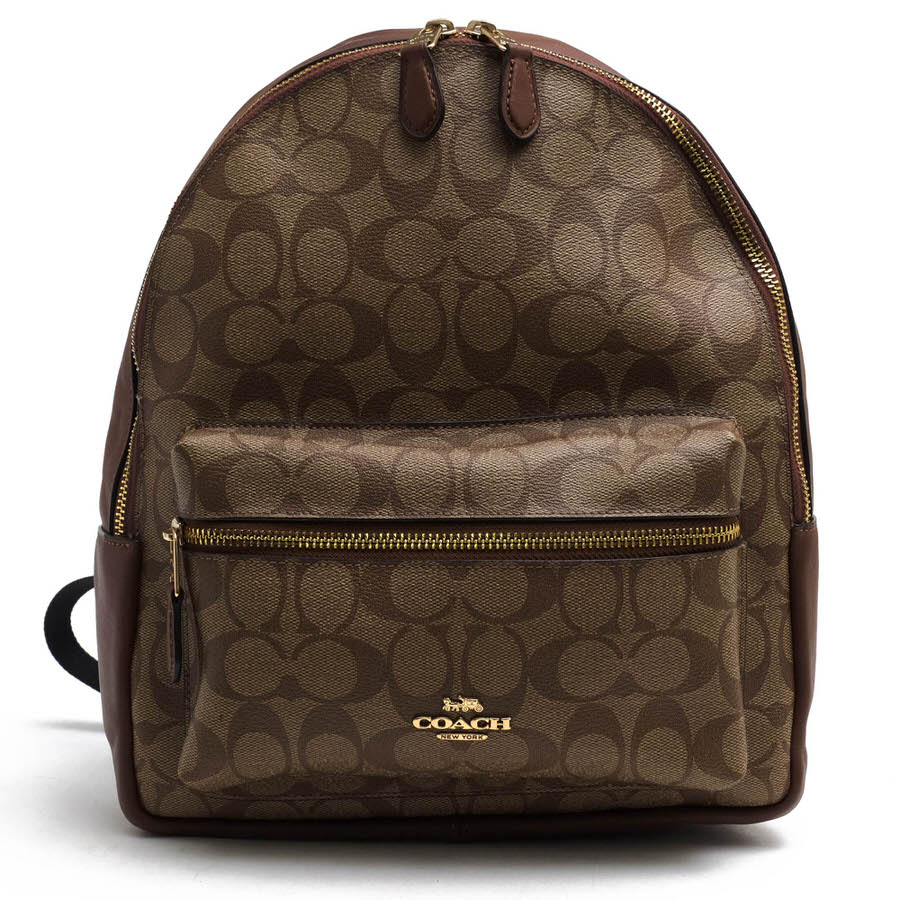 COACH リュック コーチ F32200 Medium Charlie Backpack In Signature Canvas ミディアム チャーリー バックパック シグネチャー柄 ユニセックス 男女兼用 【中古】