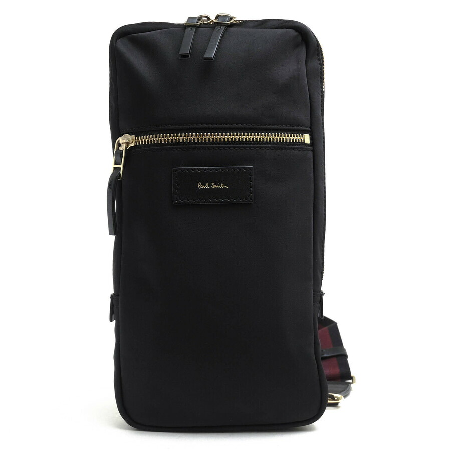 Paul Smith ショルダーバッグ ポールスミス PSN210 LIGHTWEIGHT NYLON BODY BAG ライトウェイトナイロン ウェビング ナイロンツイル 牛革 ストライプ ボディバッグ 【中古】｜ブランディング