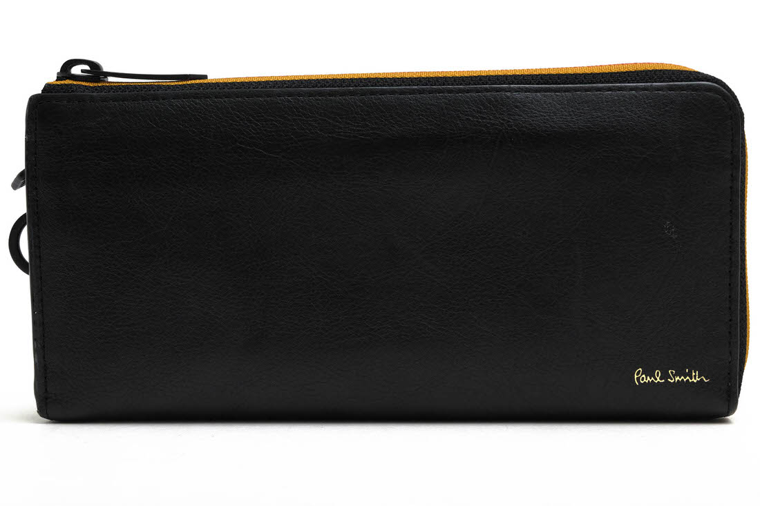 Paul Smith 長財布 ポールスミス BPS046 ストライプジップ ソフトタイプ牛革 セミアニリン仕上げ ストライプ 小銭入れあり L字ファスナー 【中古】
