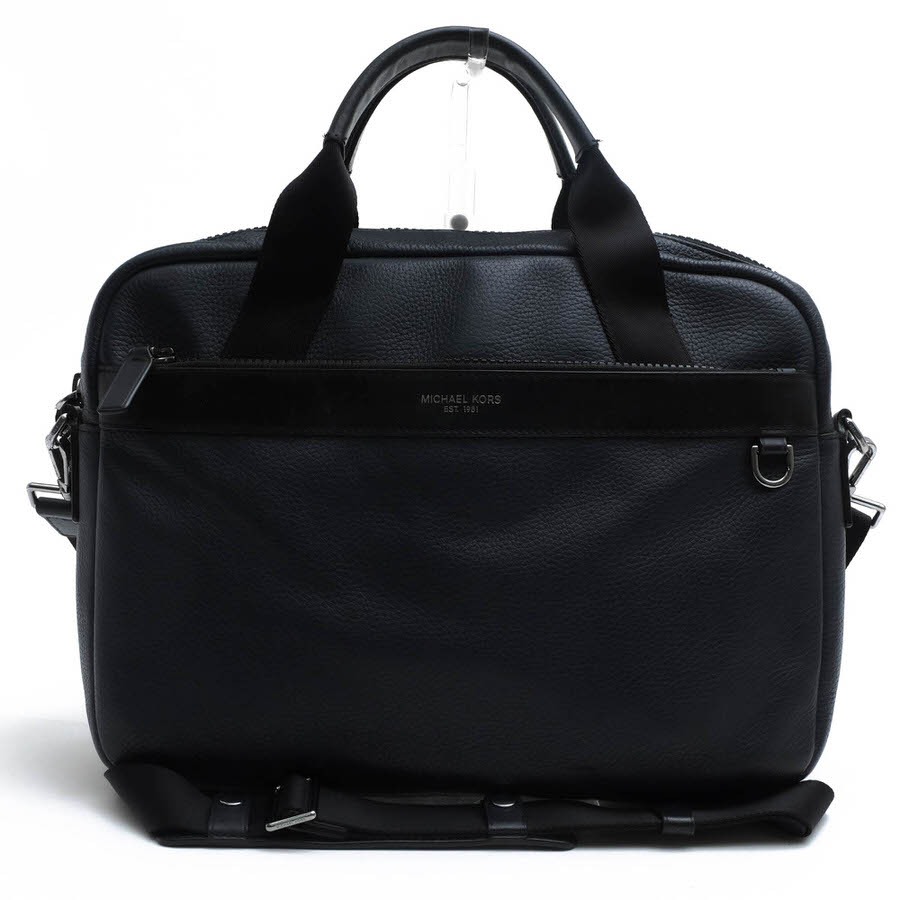 Michael Kors ビジネスバッグ マイケルコース Greyson Slim Leather Briefcase グレイソン ペブルドレザー 牛革 A4サイズ収納可 ノートPC収納可 2WAY ショルダーバッグ 【中古】