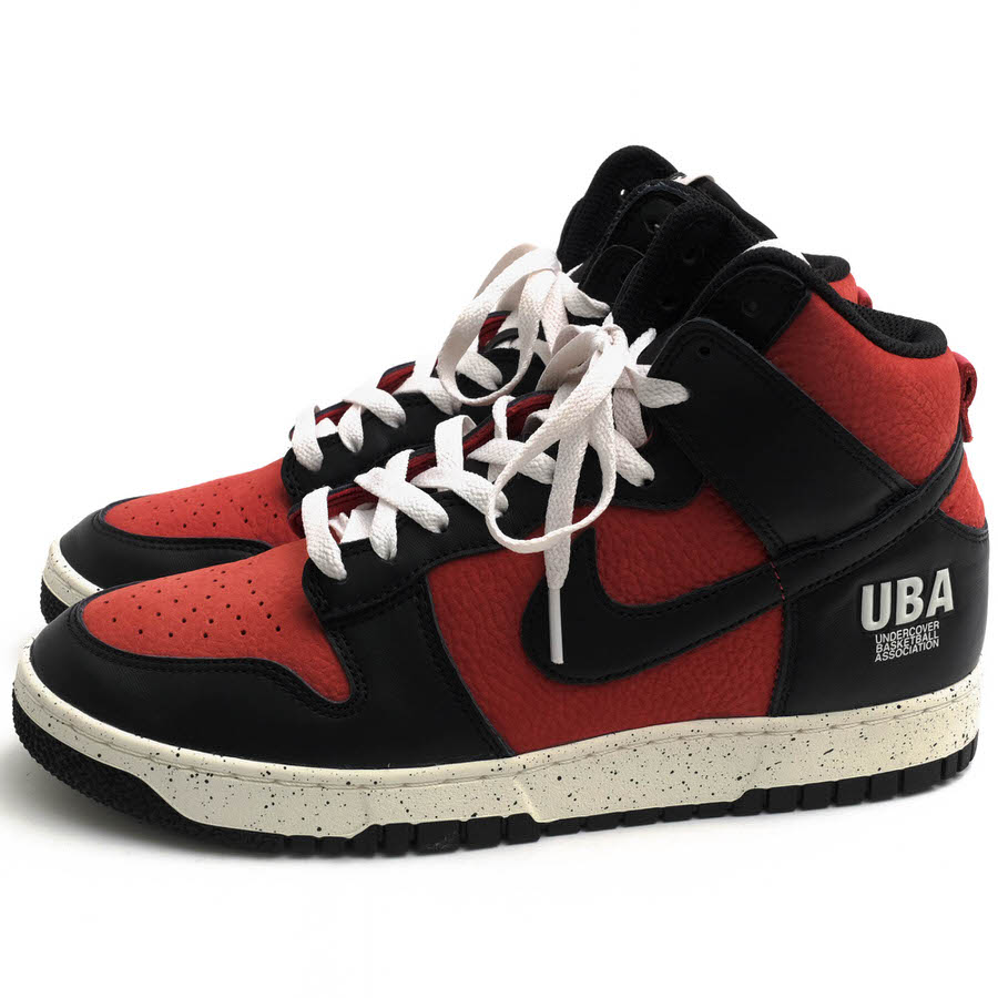 NIKE ハイカットスニーカー ナイキ DD9401-600 DUNK HIGH 1985 UBA BASKETBALL ダンクハイ UNDERCOVER アンダー取りまかなう別注 Gym Red 生まれながらなめし革 牛皮   【中古】
