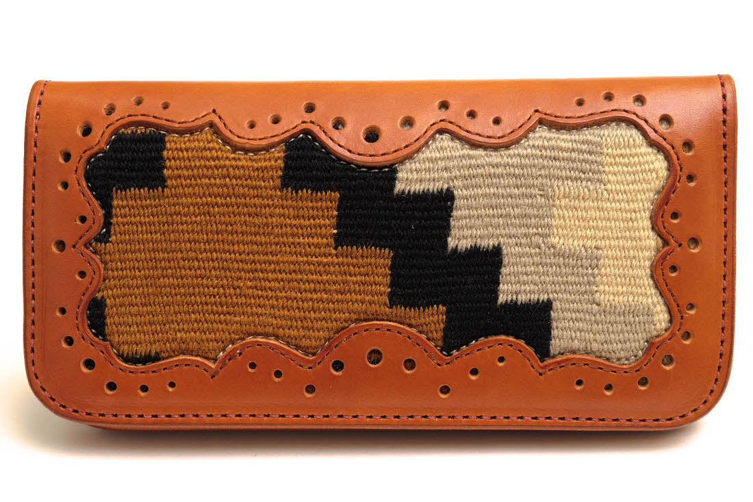 KC's 長財布 ケイシイズ GALLUP RUG GRADATION LONG WALLET ギャラップ ラグ グラデーション ロングウォレット ウールラグ 牛革 ブローギング 小銭入れあり 二つ折り 【中古】｜ブランディング