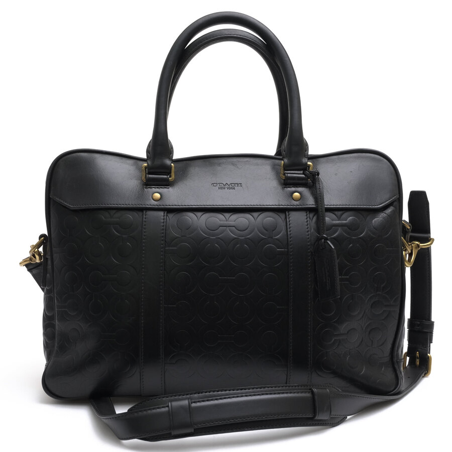 COACH ビジネスバッグ コーチ F70737 CROSBY LEATHER LOGO ZIP TOP BRIEF クロスビィ オプアートエンボスドレザー 牛革 シグネチャー柄 ノートPC収納可 【中古】|ブランディング