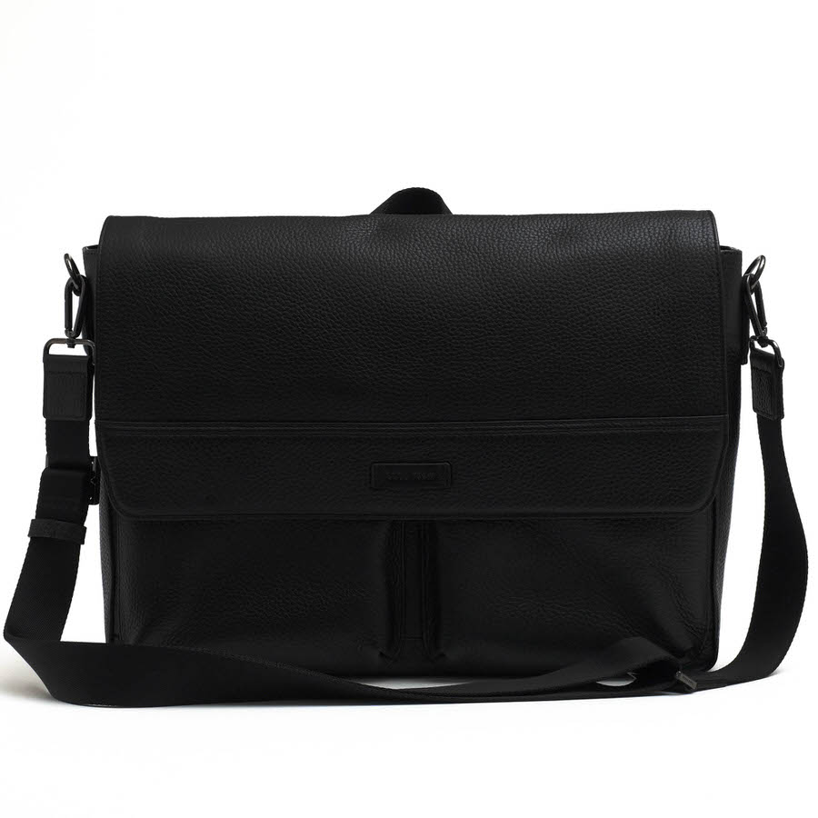 COLE HAAN ビジネスバッグ コールハーン F11521 Leather Messenger ペブルドレザー 牛革 フラップ式 メッセンジャーバッグ シボ革 シュリンクレザー 2WAY ショルダーバッグ 【中古】