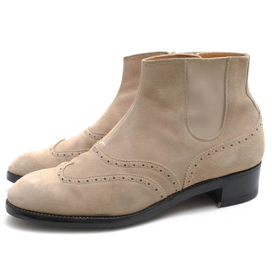 foot the coacher サイドゴアブーツ フットザコーチャー FTC1412015 DOUBLE FACE BOOTS イギリス製チャールズ・F・ステッド社スーパーバック 牛革 ヒールブーツ サイドジップ ウイングチップ レザーソール 【中古】