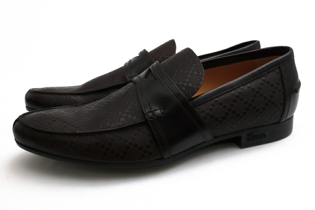 GUCCI コインローファー グッチ 245583 Anderson Diamante Penny Loafer カーフレザー 牛皮 ディアマンテ柄 スリッポン 【中古】