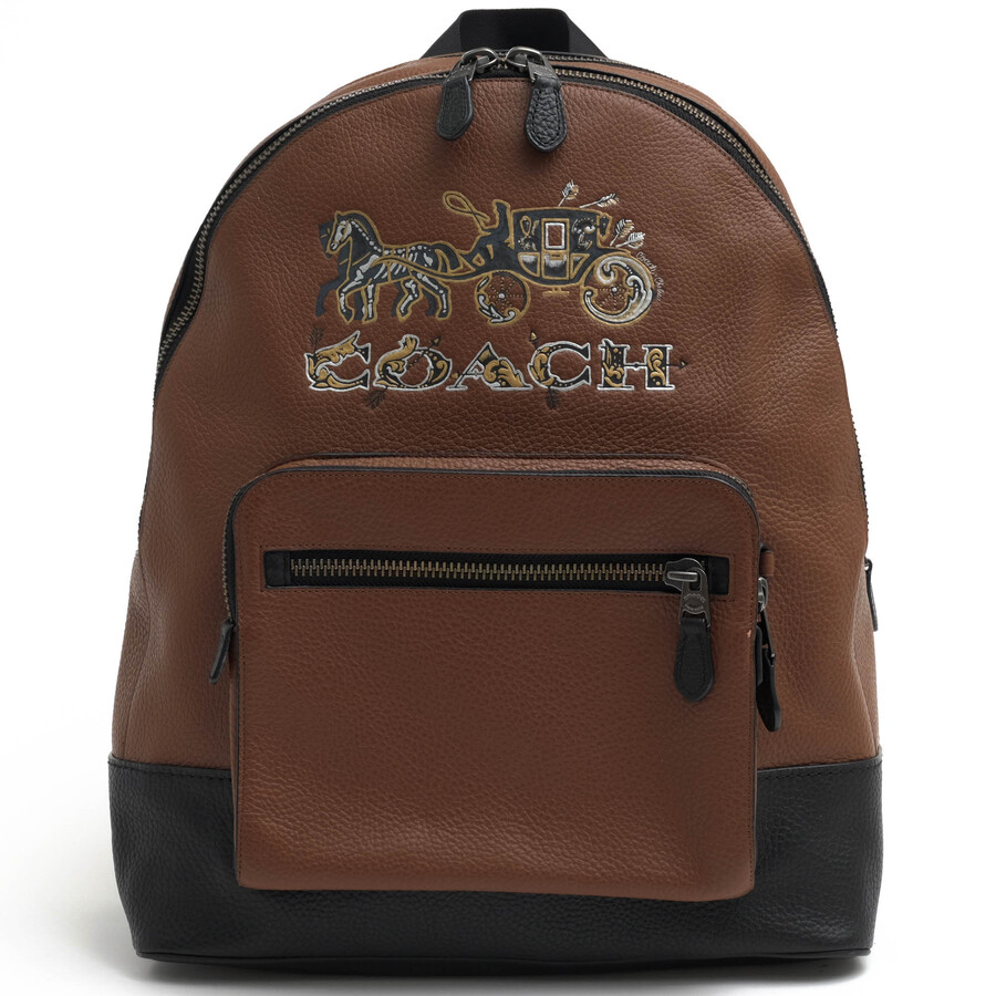 COACH リュック コーチ F76890 West Backpack With Chelsea Animation ウエストバックパック チェルシーアニメーション Chelsea Champlain チェルシー チャンプレーン ペブルドレザー 牛革 ホース＆キャリッジ シボ革 シュリンクレザー デイパック 【中古】｜ブランディング