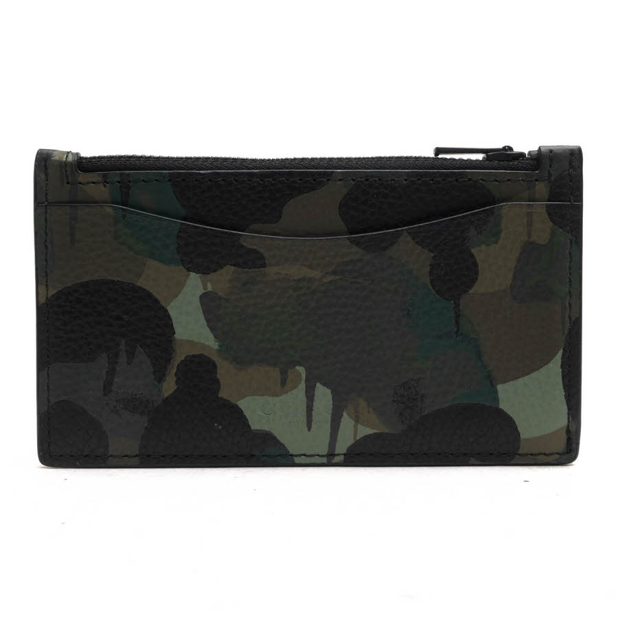 COACH カードケース コーチ C5347 Zip Card Case With Camo Print ジップ カード ケース ウィズ カモ プリント ポリッシュドペブルレザー 牛革 フラグメントケース シボ革 シュリンクレザー 迷彩・カモフラージュ柄 小銭入れあり 【中古】|ブランディング