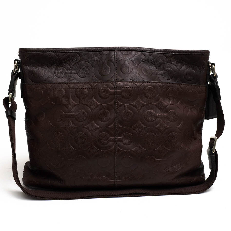COACH ショルダーバッグ コーチ 70248 Op Art Leather Flat Crossbody Satchel オプ アート レザー ジップ トップ クロスボディ X オプアート 牛革 オプアート メッセンジャーバッグ ユニセックス 男女兼用 【中古】|ブランディング