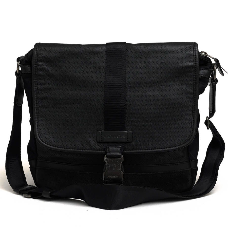 コーチ職/COACH/F71552 Varick Map Bag In Leather ヴァリック パフォレイテッド なめし革 軍用地図 御徒面子 ショルダーバッグ 【中古】