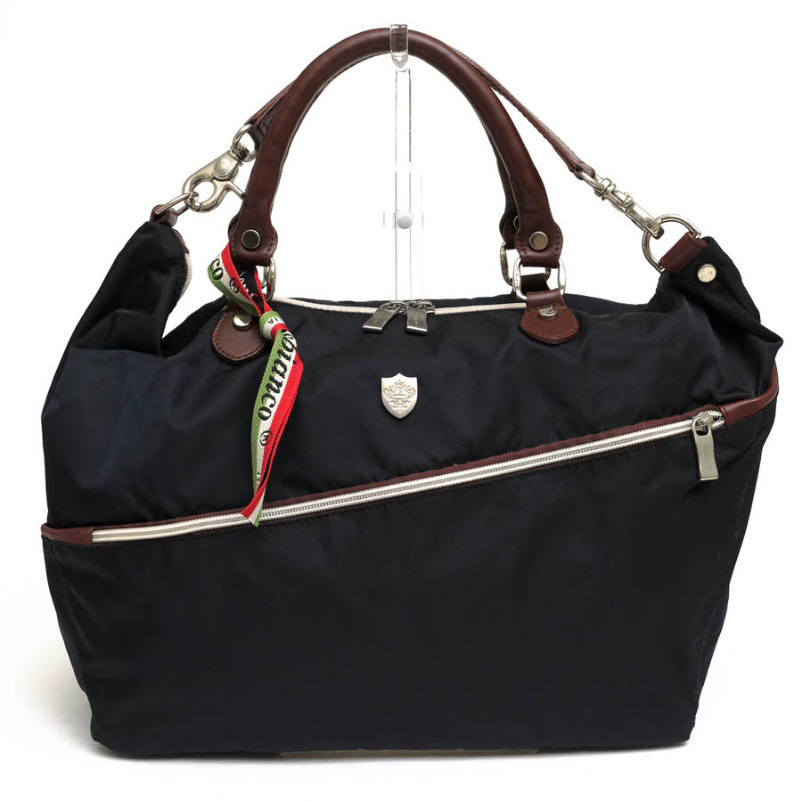 〇美品■伊製 オロビアンコ ALTEZZOSA-Z ST.LOUIS 411303 コーティングキャンバス レザー使い 肩掛け ビジネス トートバッグ 黒 保管袋付き orobianco トートバッグ オロビアンコ 411303 ALTEZZOSA-Z