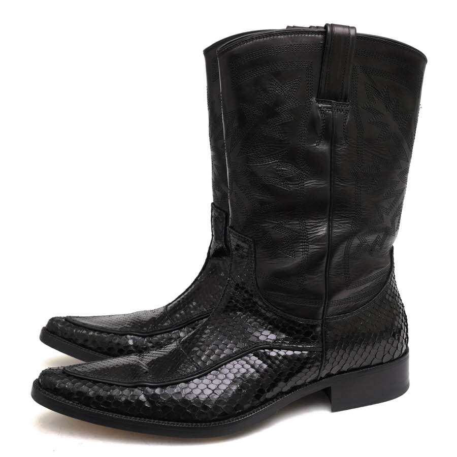 ドルガバ/DOLCE＆GABBANA/CA0683 PITONE VIT LUCIO NERO ウエスタンブーツ 【中古】 21,285円