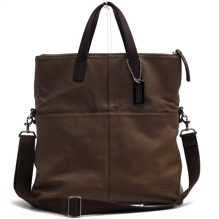コーチ職/COACH/70718 Thompson Leather Perforated Foldover Tote トンプソン パーフォレイテッド フォルドオーバー トート トートバッグ 【中古】