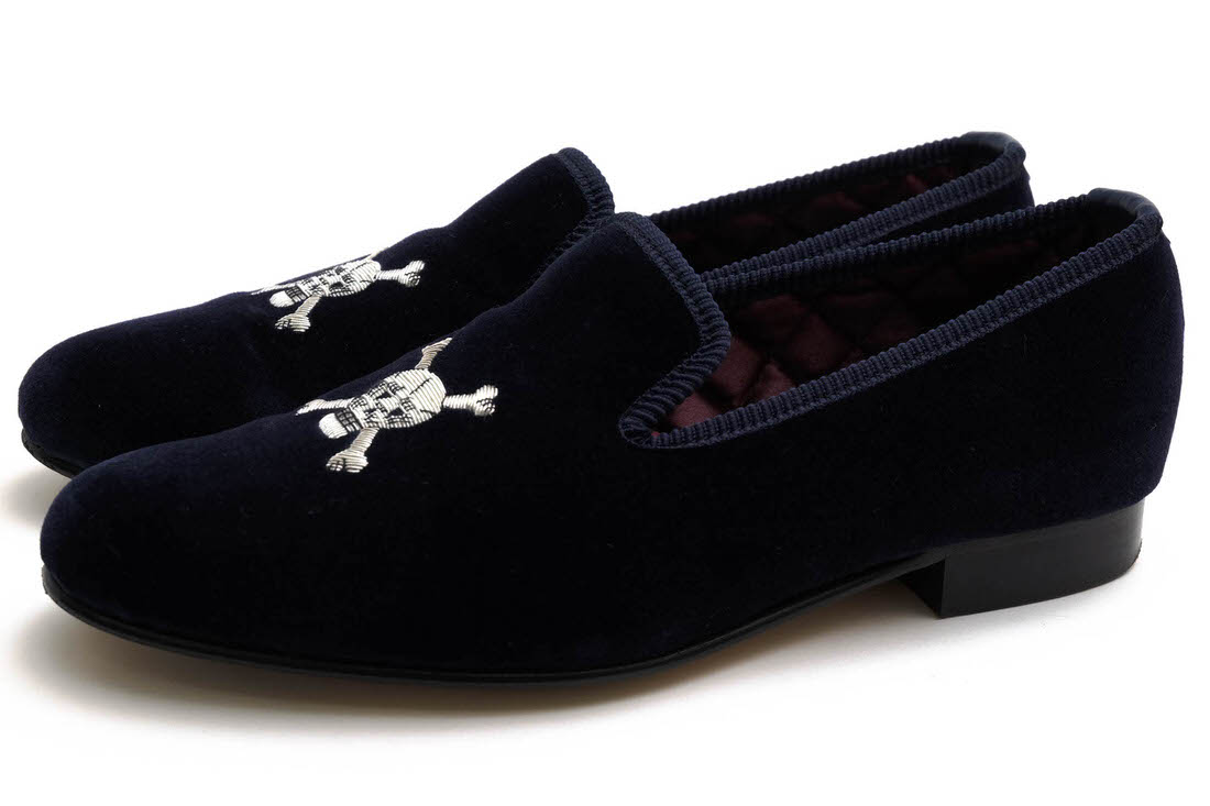 クロ毛布＆ジョーンズ/CROCKETT＆JONES/The Albert Slipper SKULL \u0026 CROSSBONES スリッポン 【中古】