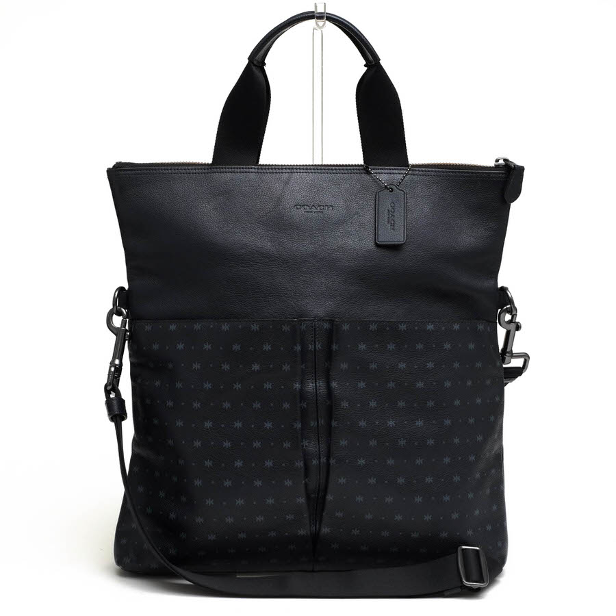コーチ職/COACH/F59309 Charles Foldover Tote In Star Dot Print Leather プリンスチャールズ島 フォールドオーバー ブルースタードット トートバッグ 【中古】