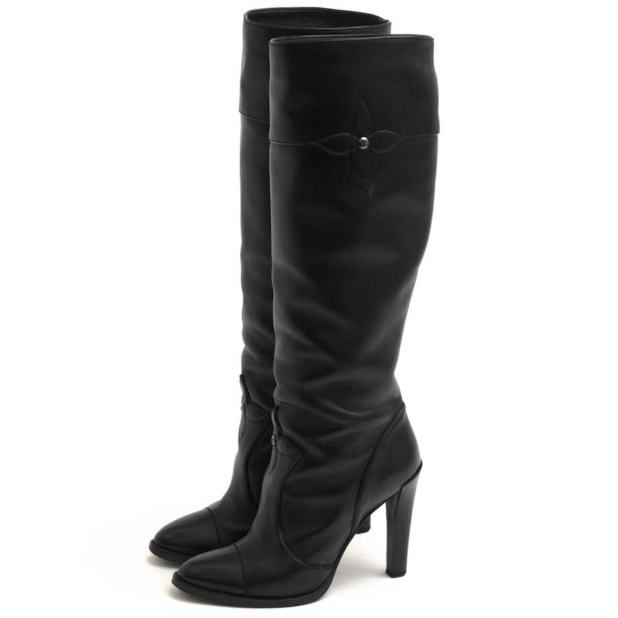 正規品 ルイヴィトン スエードレザーロングブーツ 36 ブラック