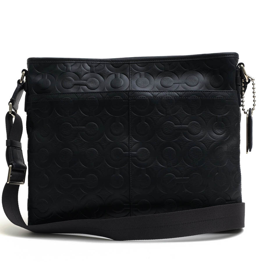 コーチ/COACH/70248 Op Art Leather Flat Crossbody Satchel オプ アート レザー ジップ トップ クロスボディ X ショルダーバッグ 【中古】