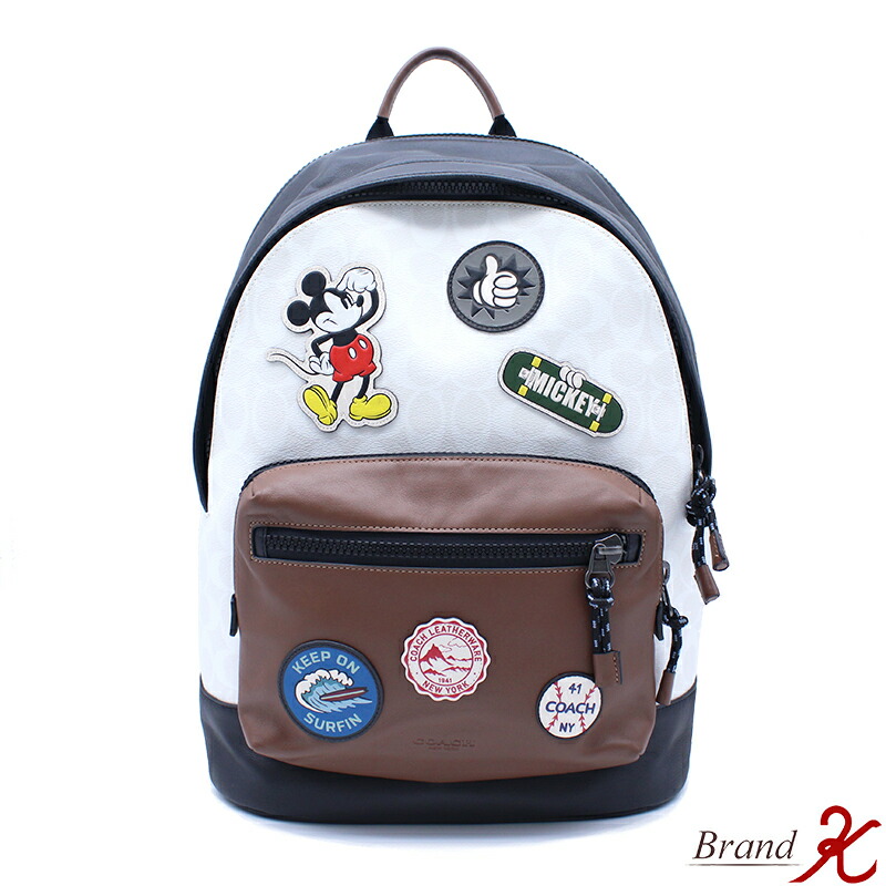 浦上店 Coach コーチ Coach Disney コラボモデル レザー バックパック ミッキーマウス21 3325ホワイト ブラウン ブラック ワッペン ディズニー 中古 美品 送料無料 楽天 Angliaacademy Com