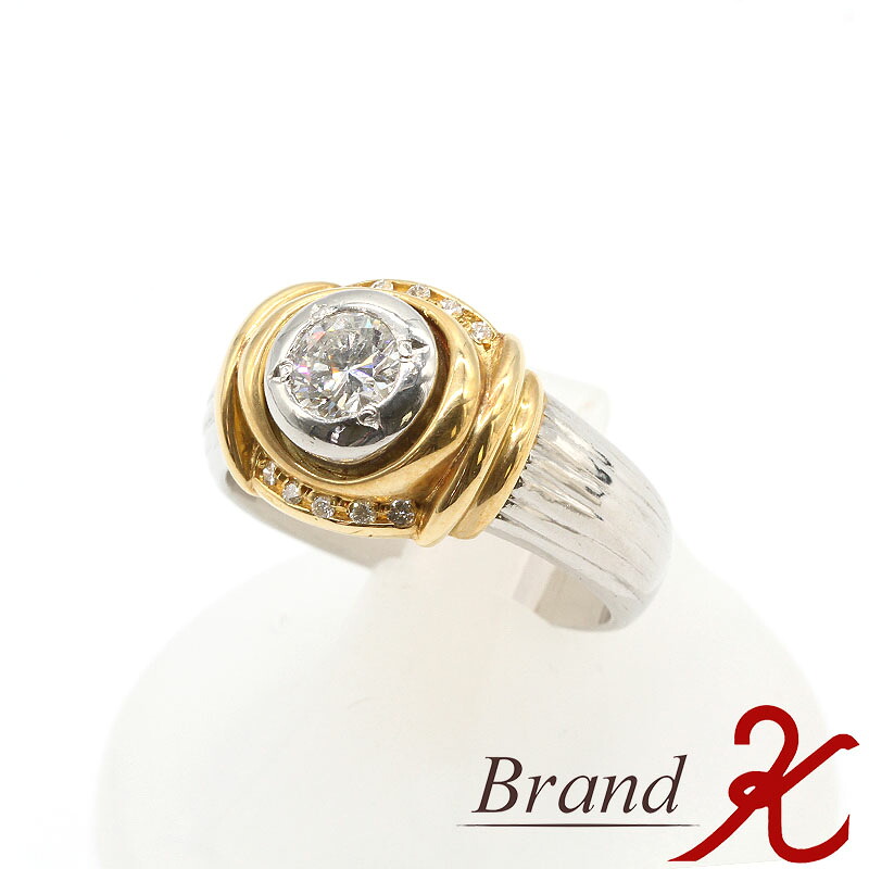 Pt900 / K18 ダイヤ 0.645ct 0.10ct リング金 白金 ゴールド プラチナ コンビリング ダイヤモンド 0.645カラット 0.10カラット 18金 プラチナ900 メンズ 指輪 サイズ23 ジュエリー アクセサリー【 中古・美品 】【 送料無料 】 BRAND K 浜町店｜Brand K