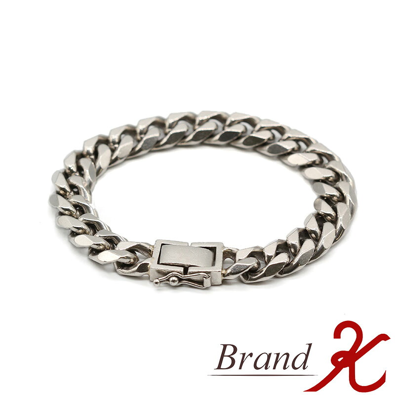 【 Pt850　喜平　ブレスレット 】6面カット　シングル喜平　ブレスレットPT850　約80g　約18.0cmプラチナ　Pt850　白金ブレス　メンズ　レディース　【中古品】【送料無料】｜Brand K