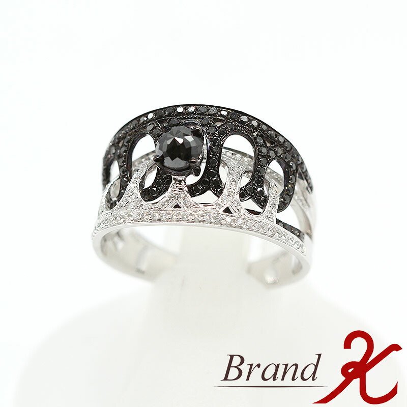 【ノーブランド】K18WG ブラックダイヤ リングブラックメレダイヤ0.60ct メレダイヤ0.46ctブラック 18金 サイズ14号指輪 ジュエリー レディース【 中古品・美品 】【 送料無料 】 BRAND K 浜町店|Brand K