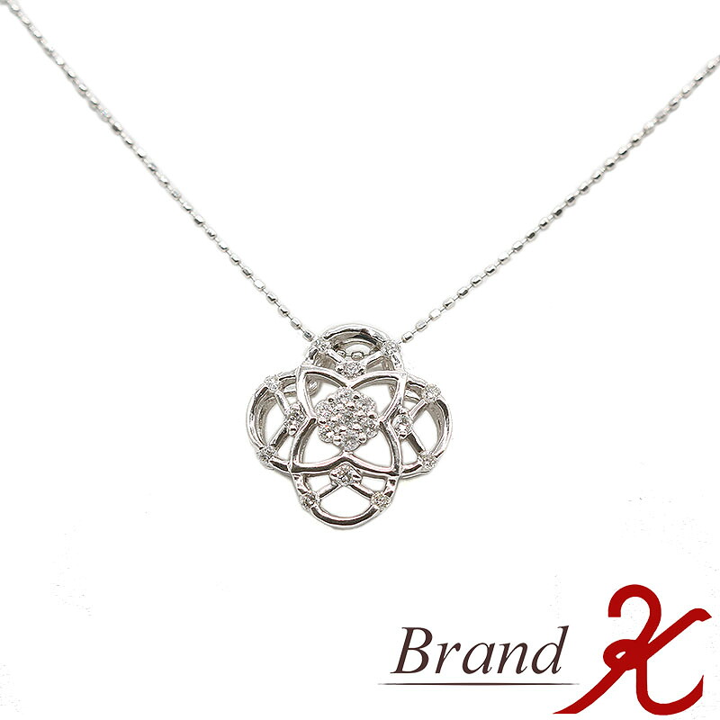 【 ノーブランド 】Pt900/Pt850 ダイヤモンド ネックレスD0.25ct プラチナ メレダイヤ 白金 ボールチェーンフラワー 花 レディース 　ジュエリー アクセサリー【 中古品・美品 】【 送料無料 】 BRAND K 浜町店｜Brand K