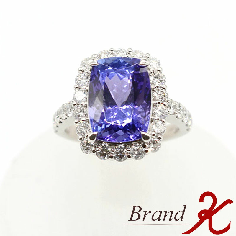 【ノーブランド】 Pt900　タンザナイト ダイヤモンドリング プラチナ タンザナイト6.51ct ダイヤモンド1.40ct 指輪 サイズ9号 ジュエリー レディース 【 中古品・美品 】【 送料無料 】 BRAND K 浜町店