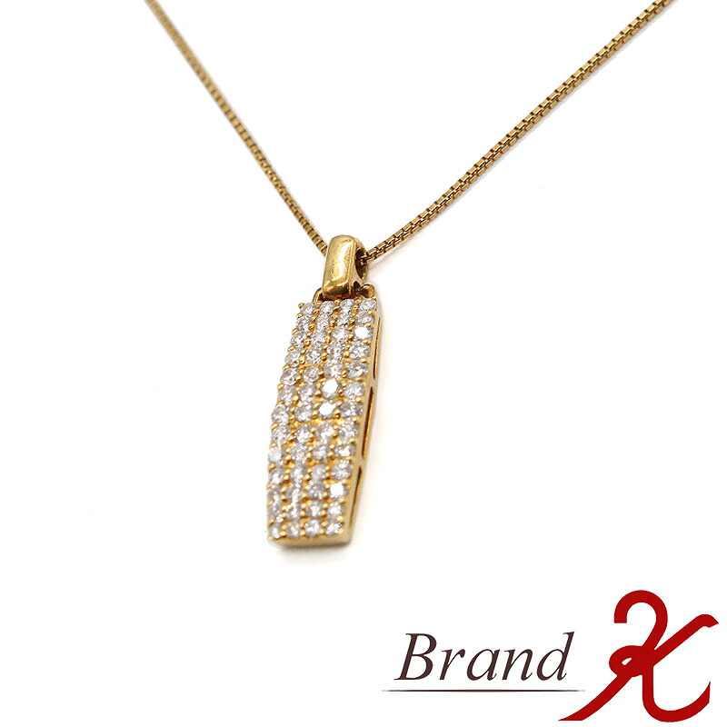 【 ノーブランド 】 K18 メレダイヤモンド ネックレス D0.70ct イエローゴールド パヴェダイヤ ベネチアンチェーン 18金 レディース 　ジュエリー アクセサリー 【 中古品 】【 送料無料 】 BRAND K 浜町店
