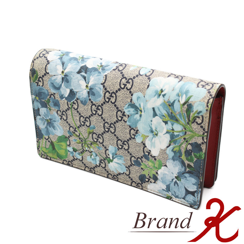 【 グッチ / GUCCI 】\u003cBR\u003eGGスプリーム ブルームス チェーンウォレット\u003cBR\u003e5463684 青味 赤いこと 米国海軍GG お花刷り上げる  \u003cBR\u003e逃げ道 ショルダーバッグ  紙入れ サイフ レディース \u003cBR\u003e【中古品・美品】【 貨物輸送無料 】 BRAND K 浜町店