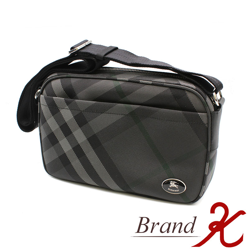 【 BURBERRY / バーバリー 】\u003cBR\u003eか細い グリッド クロスボディバッグ\u003cBR\u003e81113181 濃灰色 薄墨色  ショルダーバッグ\u003cBR\u003e ナイロン御徒面子  曲がった掛け御徒面子 バーバリーチェック メンズ御徒面子\u003cBR\u003e【中古・美品】【貨物輸送無料】 BRAND K 浜町店