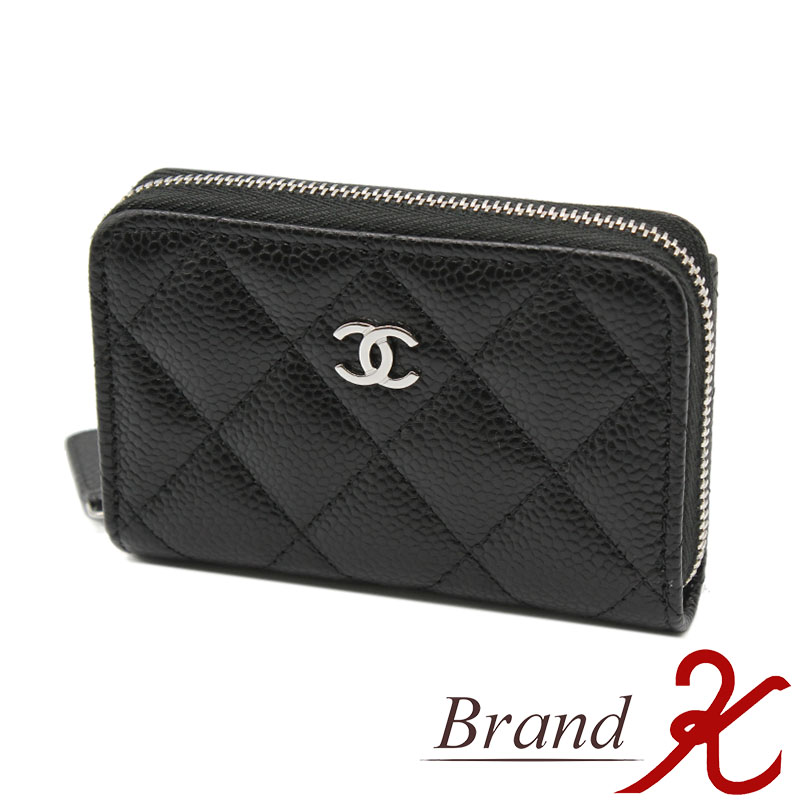【CHANEL/シャネル】クラシック ジップ コインパースAP0216 キャビアスキン ブラック 黒 コインケース シルバー金具 コインケース 小銭入れ カード入れ　レディース【中古品・ほぼ新品】【送料無料】｜Brand K