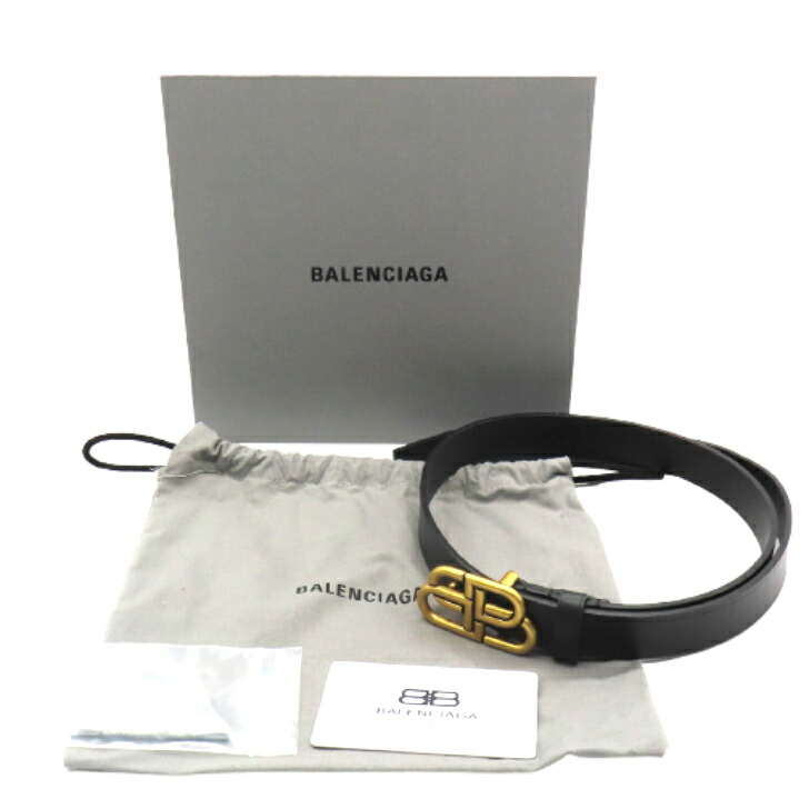 【本物保証】BALENCIAGA バレンシアガ BBベルト レディース カーフレザー ブラック 送料無料 【中古品】｜ブランド館　店