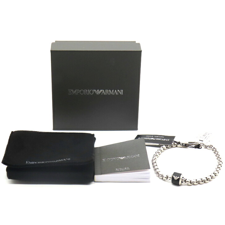【本物引き受ける】EMPORIO ARMANI エン急性灰白髄炎 アルマーニ 腕輪 EGS2911040 佩び物 ステンレス鋼 しろがね色 メンズ 貨物輸送無料  【中古品】