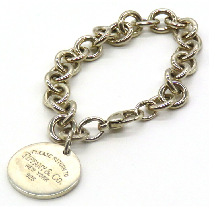 【本物保証】TIFFANY＆CO. ティファニー リターントゥ ラウンドタグ ブレスレット シルバー sv925 36.7g 送料無料 【中古品】｜ブランド館　店