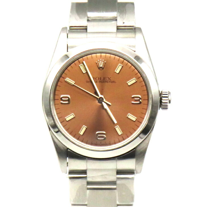 【本物引きうける】ROLEX ロレックス オイスターパーペチュアル ボーイズ 67480 T番 自動小銃一巻き 文字記号盤 さくら色 ウオッチ 貨物輸送無料 1年引きうける 【中古品】