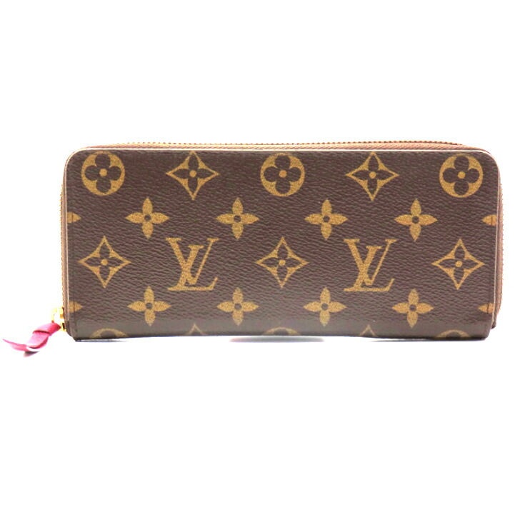 【本物引き受ける】LOUIS VUITTON ルイ・ヴィトン ポルトフォイユ・クレマンス ラウンドジッパー長紙入れ モノグラム フューシャ M60742 ユニ一発やる 貨物輸送無料 【中古品】