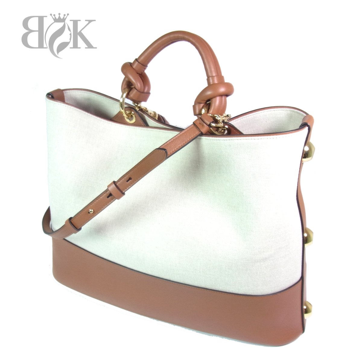 フェラガモ 2WAYバッグ AU21 1453 ハンドバッグ 斜め掛け レザー キャンバス ホワイト ブラウン 付属品 FERRAGAMO ◆ 【中古】｜ブランド金庫　店