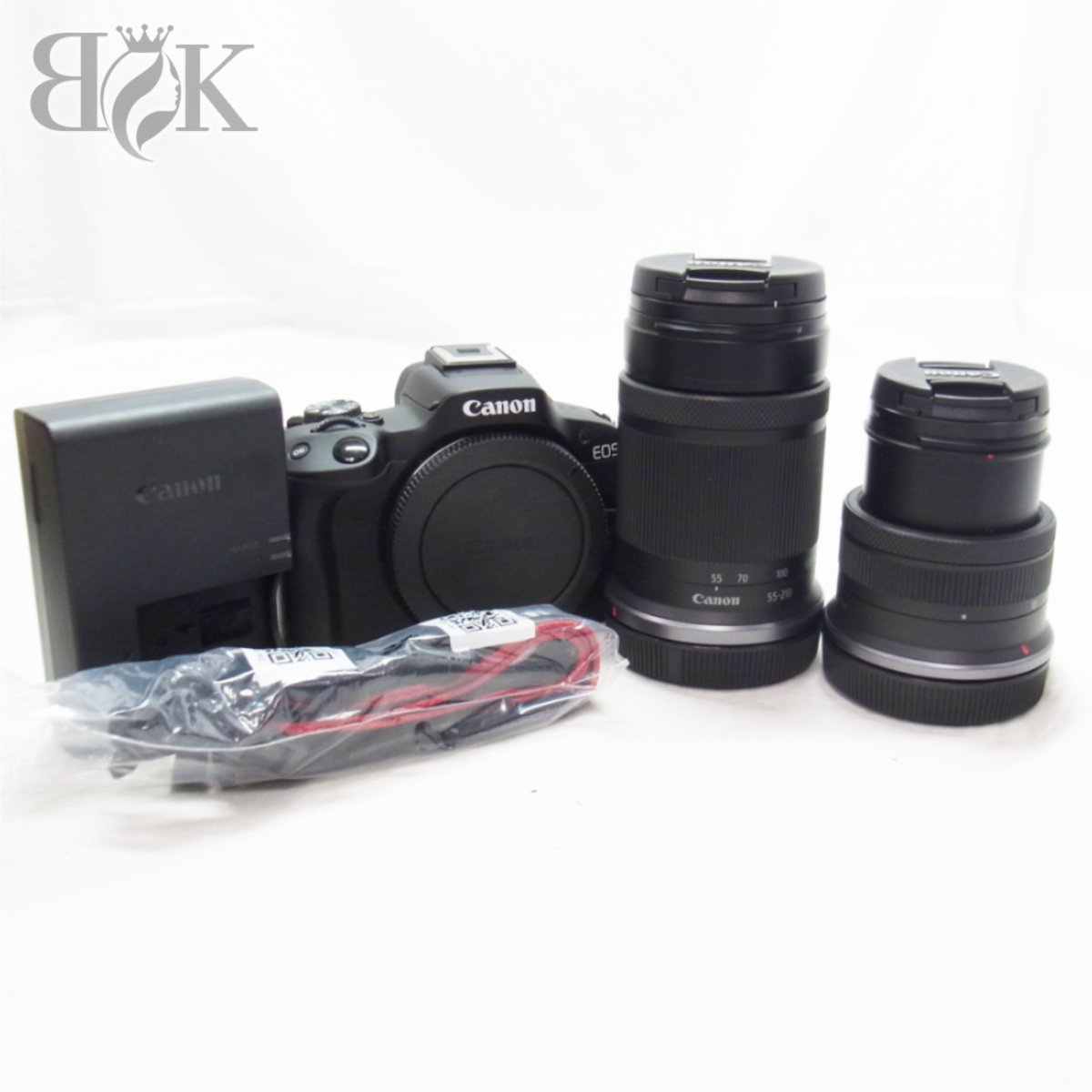 美品 加農砲 EOS R50 デジタル一眼 ダブルズームキット RF-S18-45粍 F4.5-6.3 IS STM φ49粍 + 55-210 F5-7.1 IS STM 通電突きとめる済 中古＋【中古】