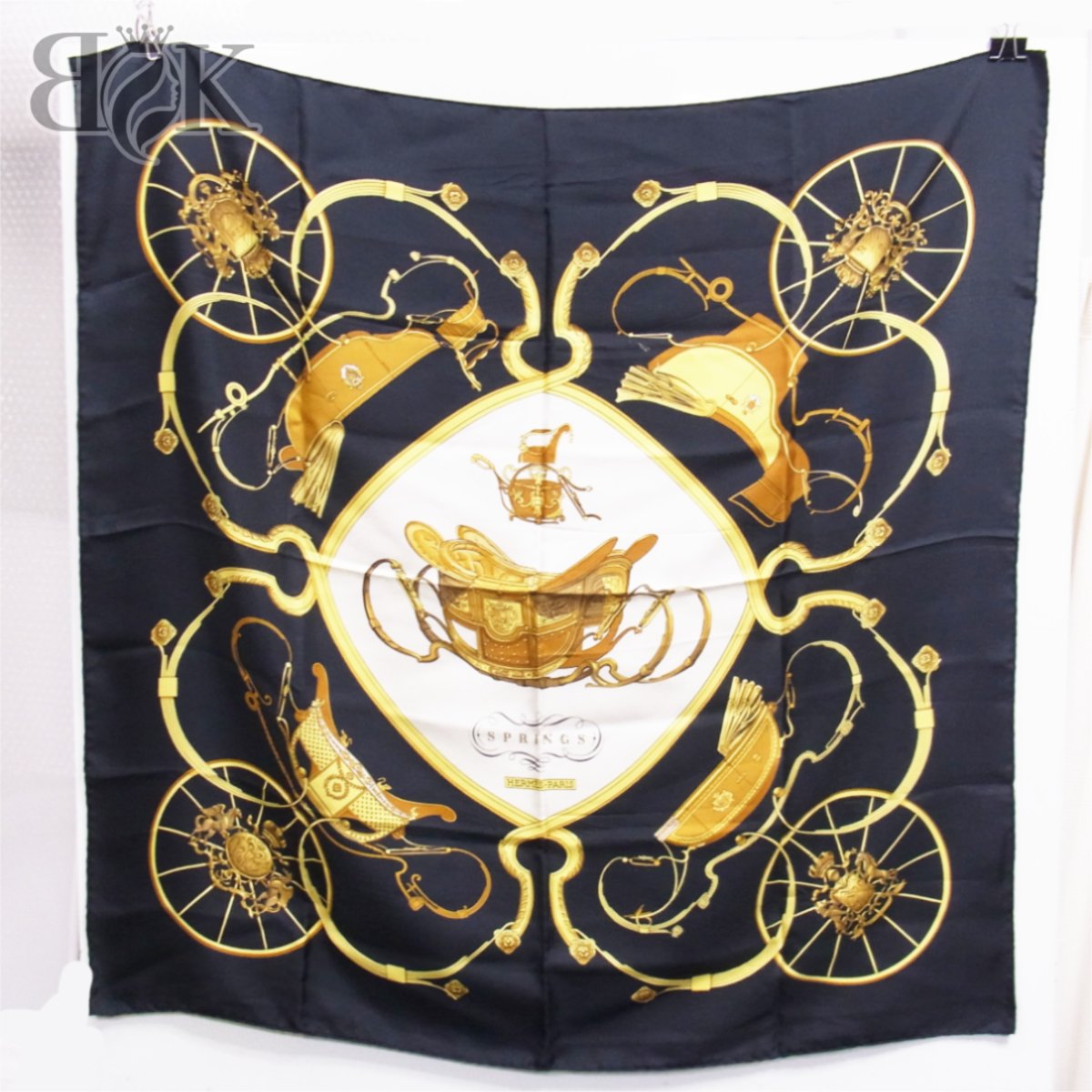 楽天市場】【エルメス】Hermes カレ90 シルクスカーフ SPRINGS 馬車柄