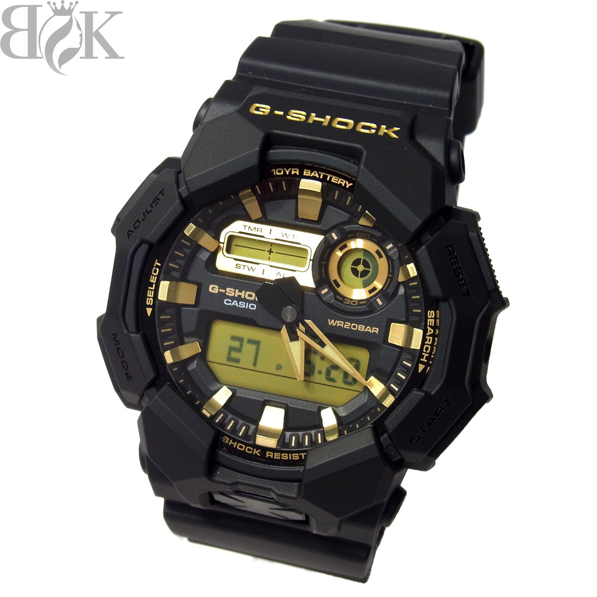 未使用品 カシオ G-SHOCK GA-010GB-1A9JF メンズ 腕時計 デジアナ クォーツ 黒 ブラック ゴールド 動作品 CASIO ◇ 〓 【中古】｜ブランド金庫　店