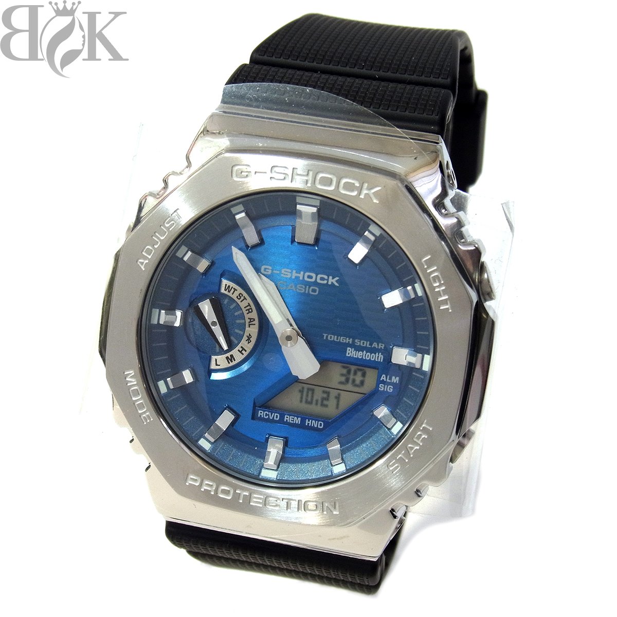 未当てはめる品 カシオ G-SHOCK 2100つづき物 GBM-2100A-2BJF メンズ ウオッチ デジアナ 手ごわいソーラー しろがね色 青色 動くこと品 CASIO 〓 【中古】