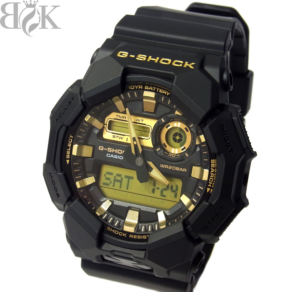 未当て嵌める品 カシオ G-SHOCK GA-010GB-1A9JF メンズ ウオッチ デジアナ 石英 黒 黒いこと ゴールド 動くこと品 CASIO 〓 【中古】