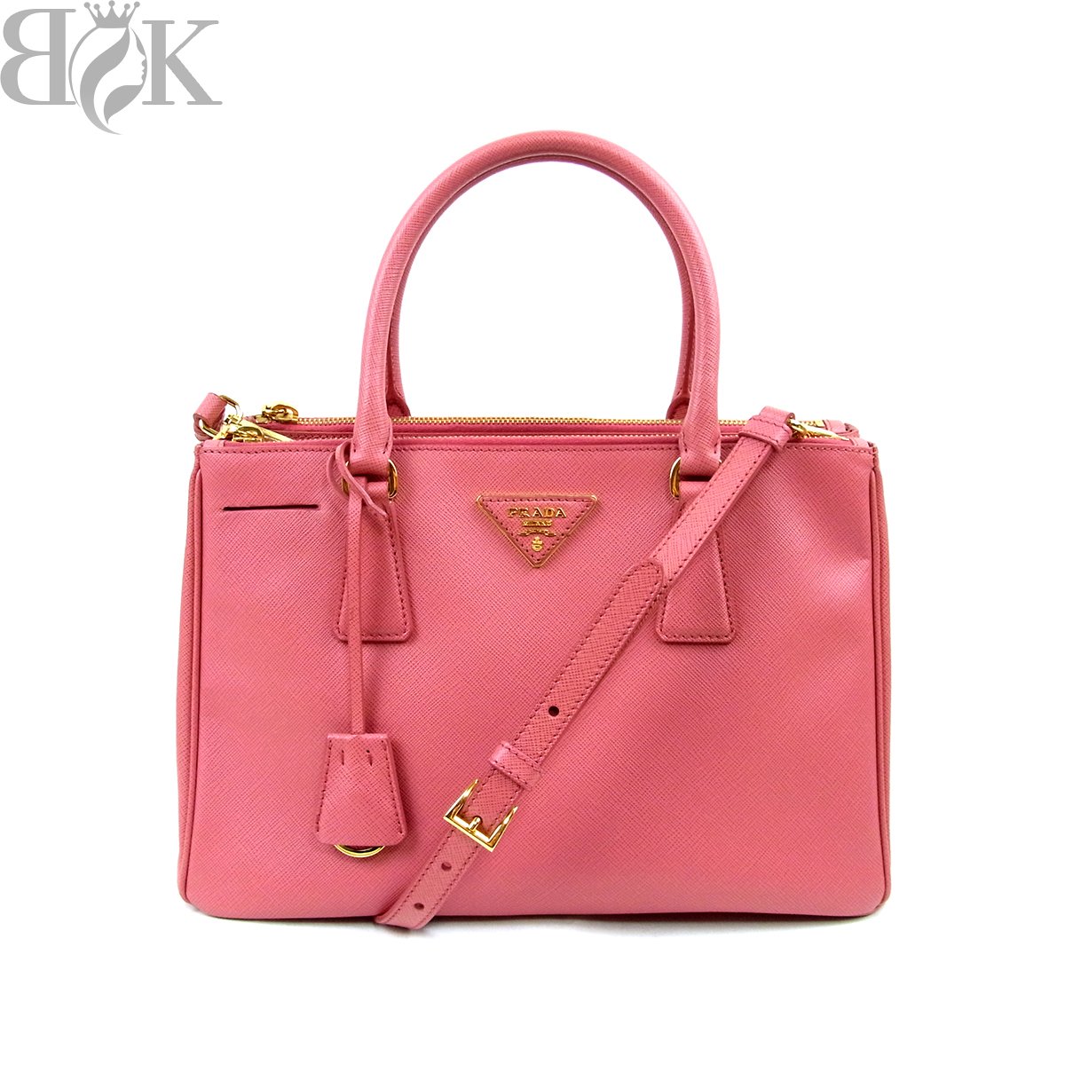 プラダ ガレリア BN1801 サフィアーノ 2WAY ハンドバック ショルダーバッグ サクラ色系 ゴールド金具 PRADA 〓 【中古】