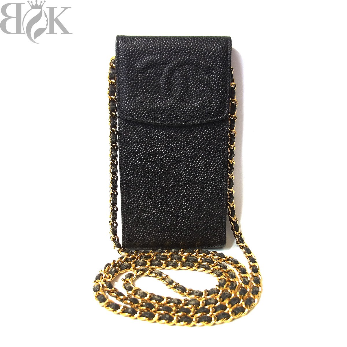 シャネル キャビア人はだ 持ちはこび容れもの チェーン店肩先 黒 黒いこと ゴールド金具 CHANEL 〓 【中古】