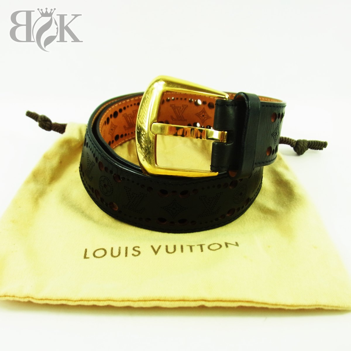 ヴィトン サンチュール フェニックス ベルト マヒナ パンチング レザー 黒 ゴールド金具 CA1018 LOUIS VUITTON ■【中古】｜ブランド金庫　店